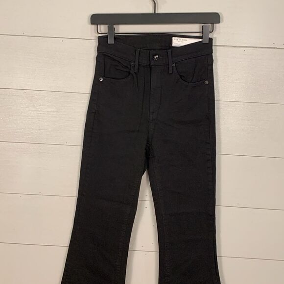 Rag & Bone Modele black bootcut wide leg stretch jeans size 25 - Picture 2 of 12